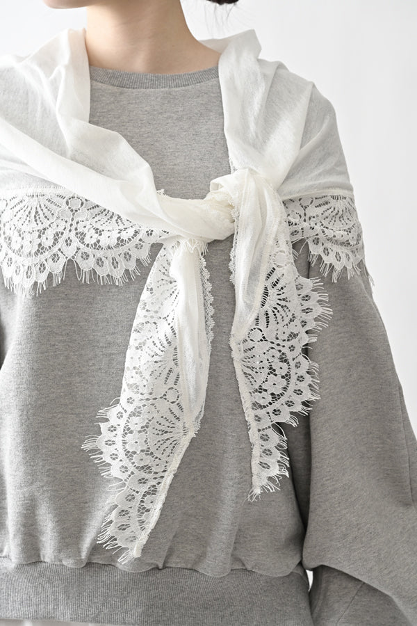 French Terry Pullover with Lace Cape