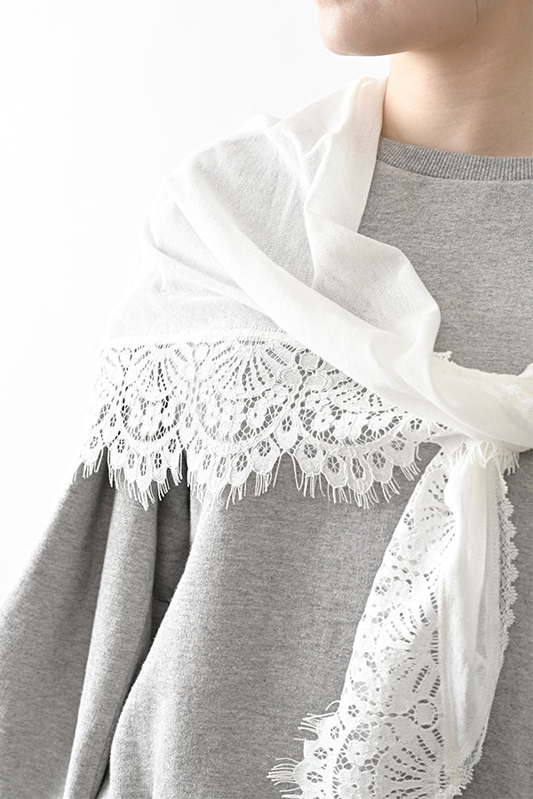 French Terry Pullover with Lace Cape