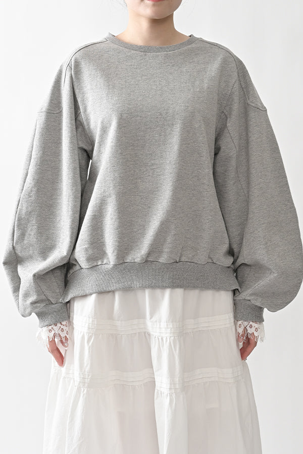 French Terry Pullover with Lace Cape
