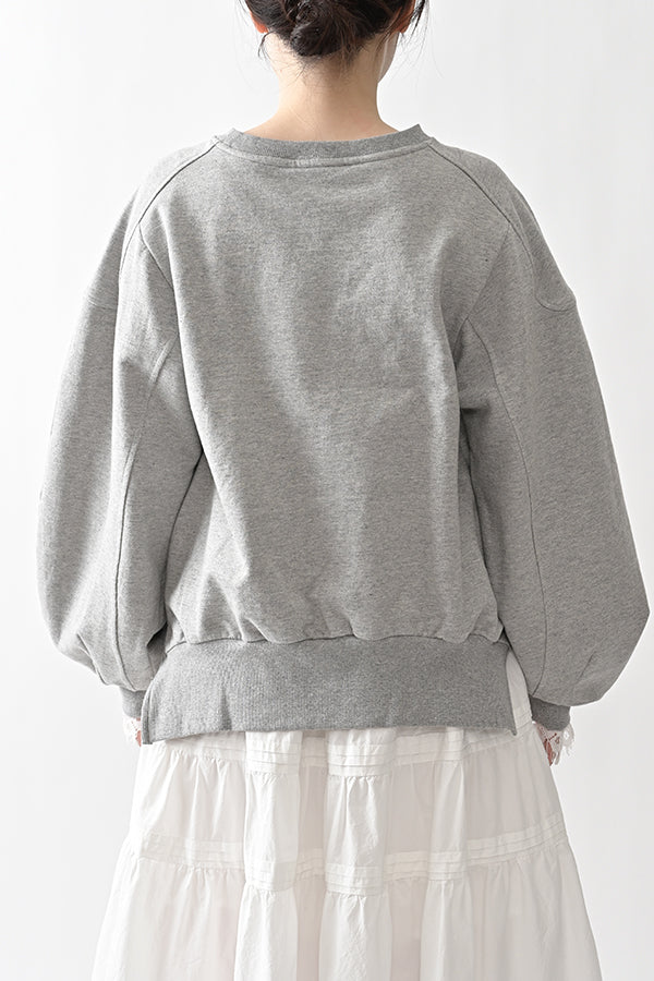 French Terry Pullover with Lace Cape