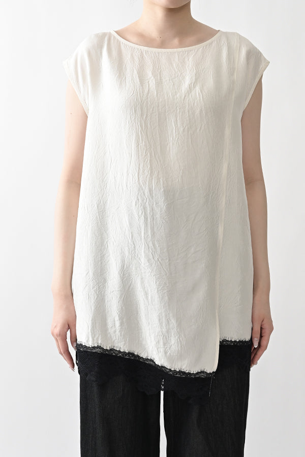 Boat Neck Pullover with Lace Hem