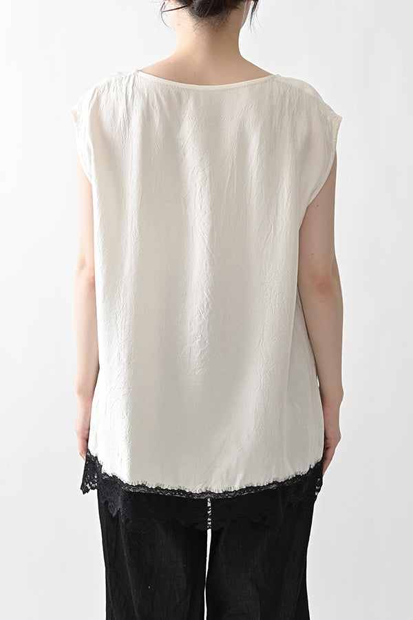 Boat Neck Pullover with Lace Hem