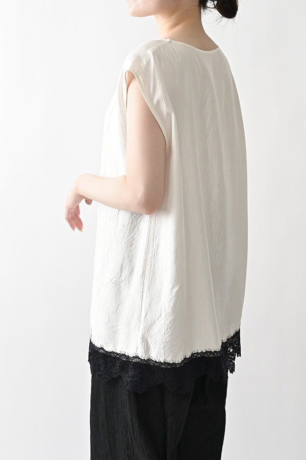 Boat Neck Pullover with Lace Hem