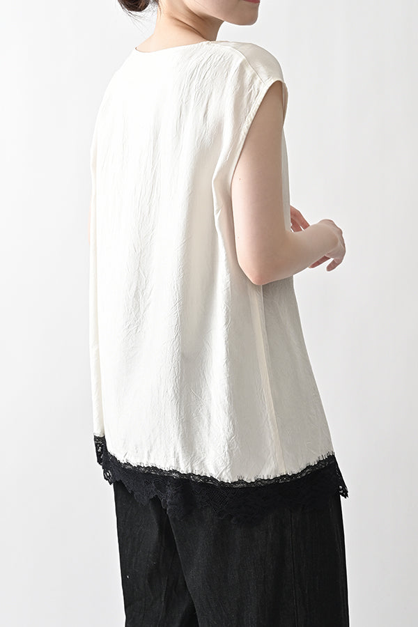 Boat Neck Pullover with Lace Hem
