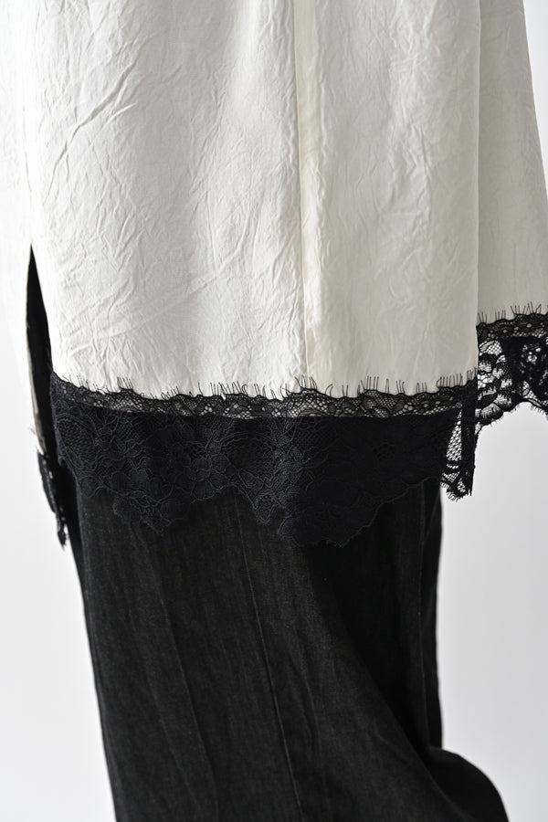 Boat Neck Pullover with Lace Hem