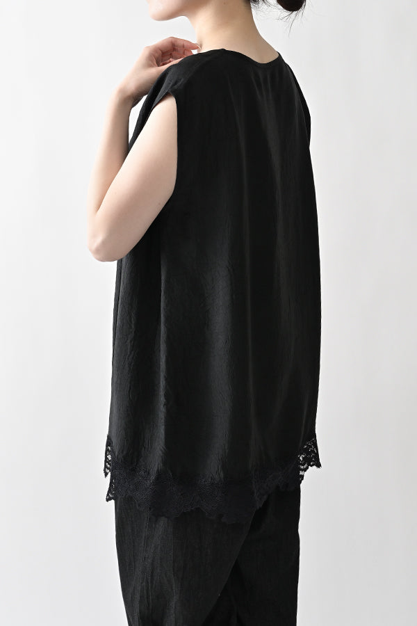 Boat Neck Pullover with Lace Hem