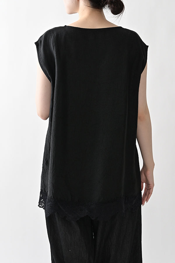 Boat Neck Pullover with Lace Hem