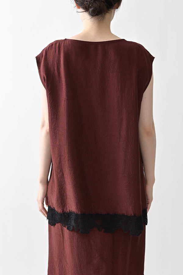 Boat Neck Pullover with Lace Hem
