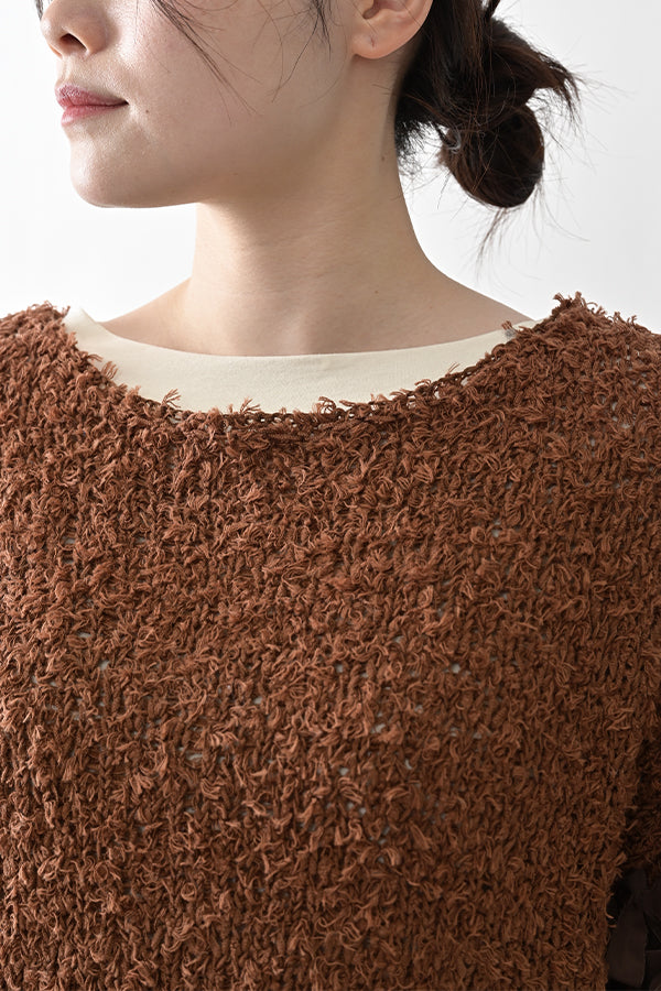 Tape Yarn Fringe Pullover