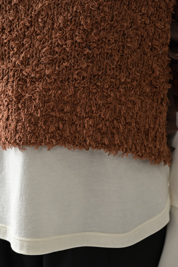 Tape Yarn Fringe Pullover