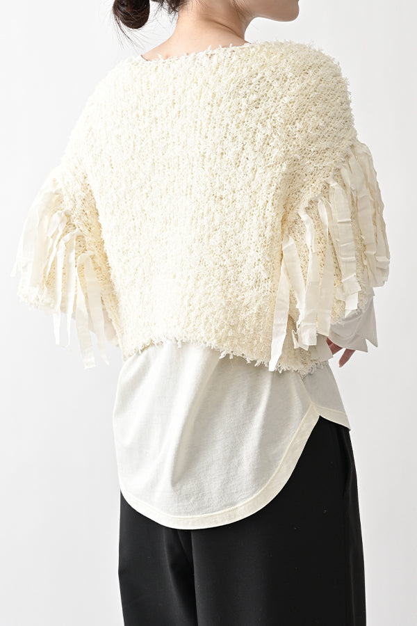 Tape Yarn Fringe Pullover