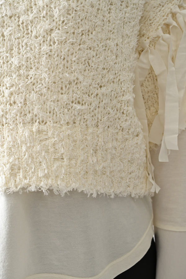 Tape Yarn Fringe Pullover