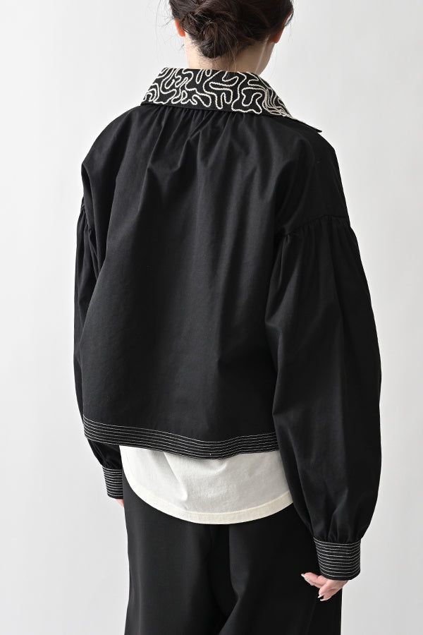 Cord Embroidered Collar Blouse
