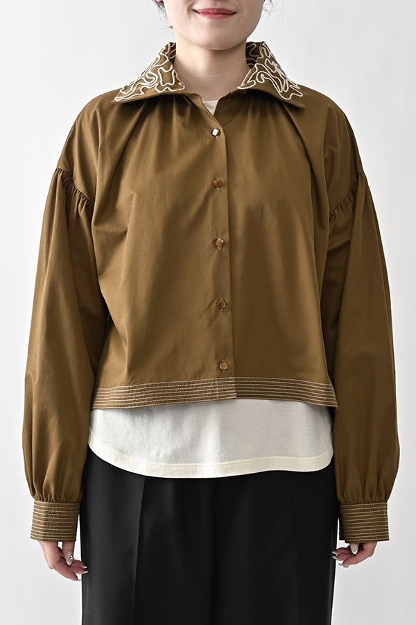 Cord Embroidered Collar Blouse