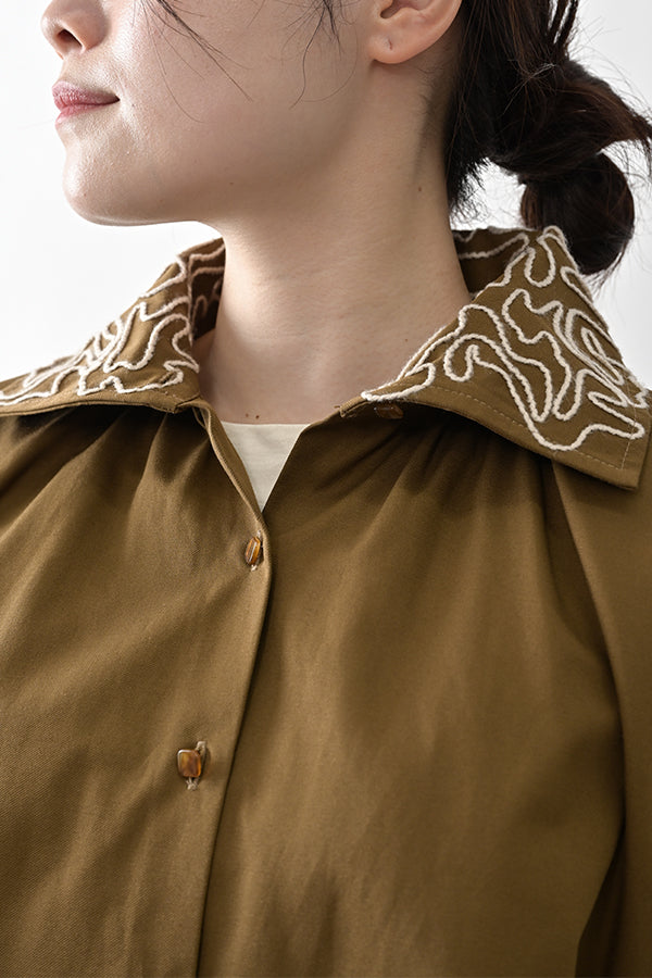 Cord Embroidered Collar Blouse
