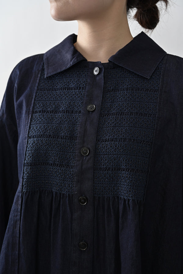 Shirred Denim Shirt