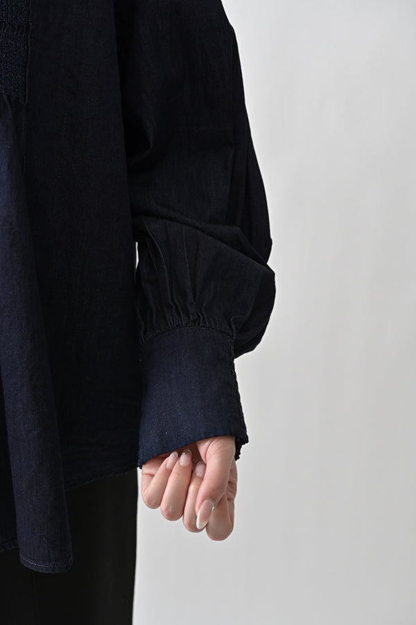 Shirred Denim Shirt