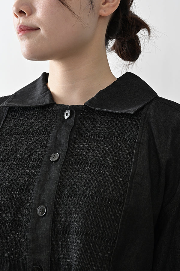 Shirred Denim Shirt
