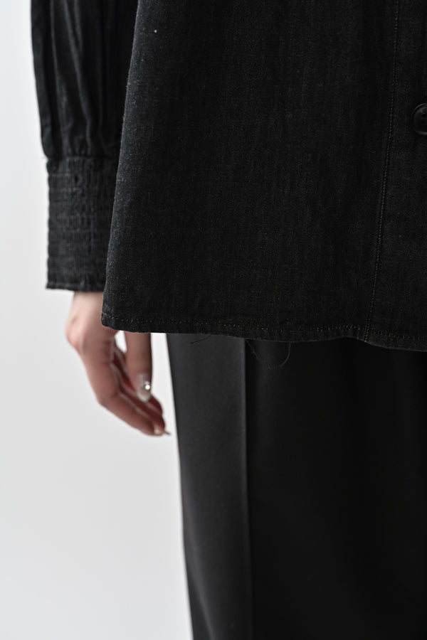 Shirred Denim Shirt