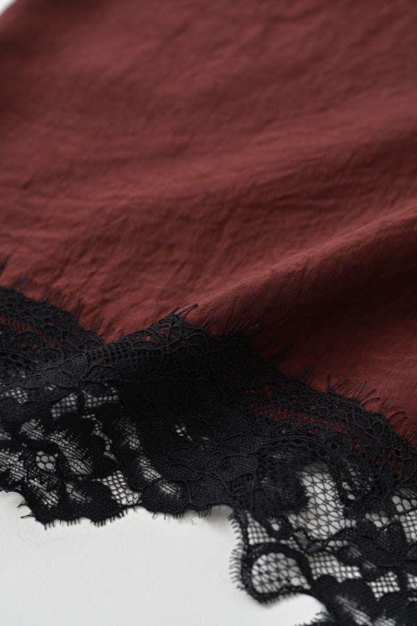 Boat Neck Pullover with Lace Hem