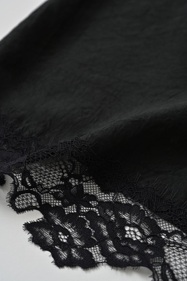 Boat Neck Pullover with Lace Hem