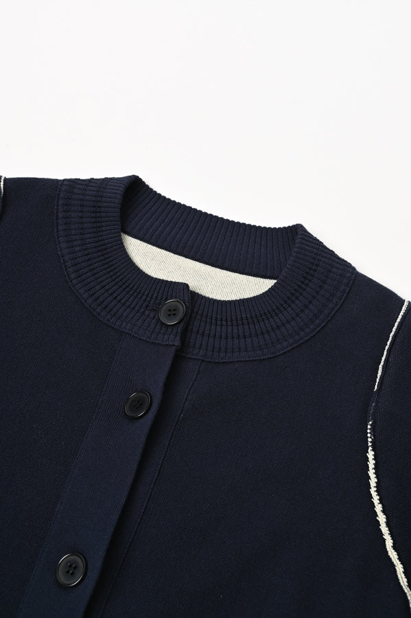 Sweat-Like Reversible Knit Cardigan