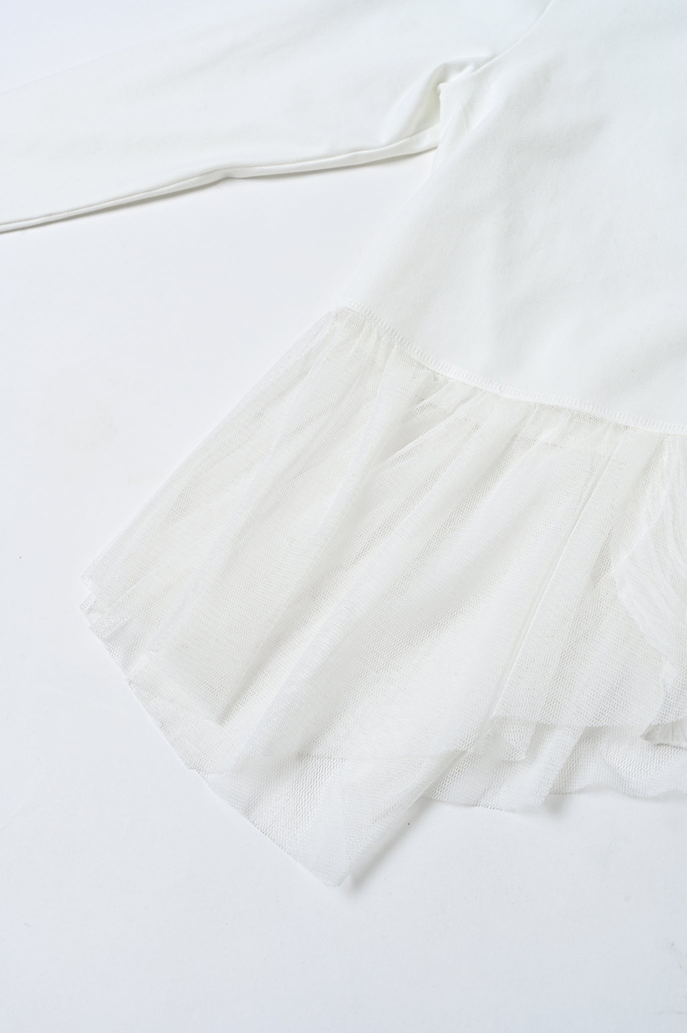 Tulle & Washed Peplum Pullover