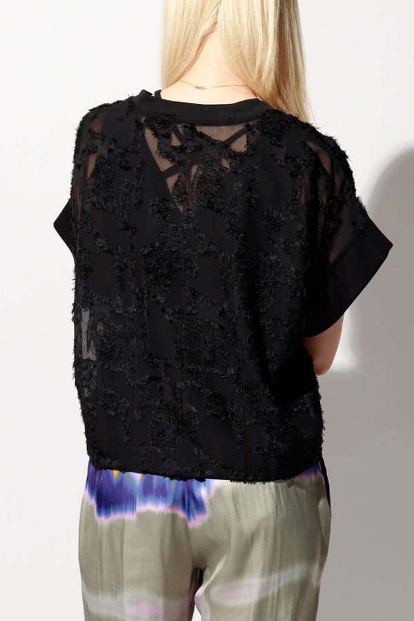 Cut Jacquard Short Sleeve Pullover