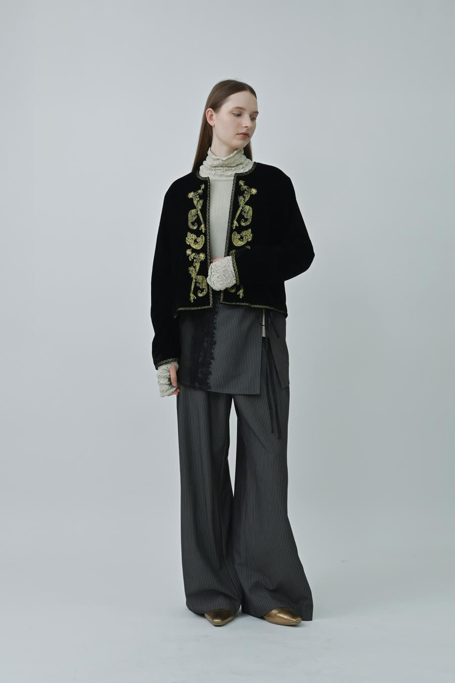 Pullover with Wrap Skirt-Look Pants