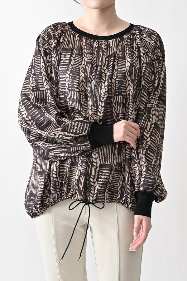 Cable Print Raglan Pullover