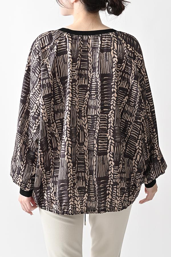 Cable Print Raglan Pullover