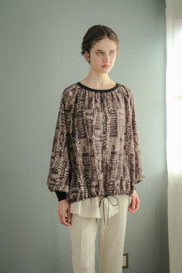 Cable Print Raglan Pullover