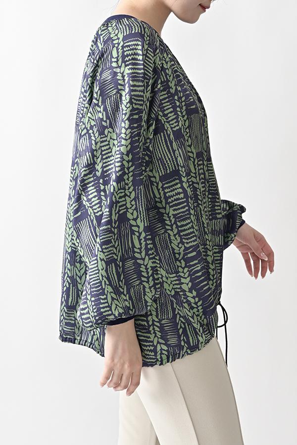 Cable Print Raglan Pullover