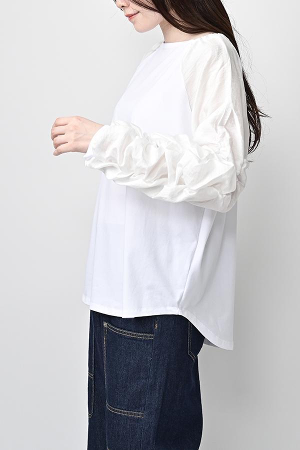 Shirred Sleeve Pullover