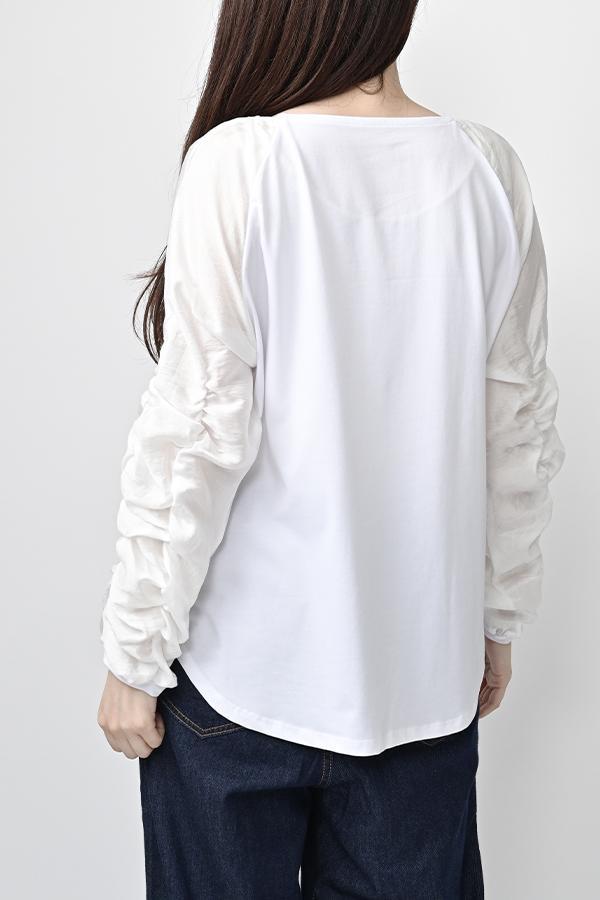 Shirred Sleeve Pullover