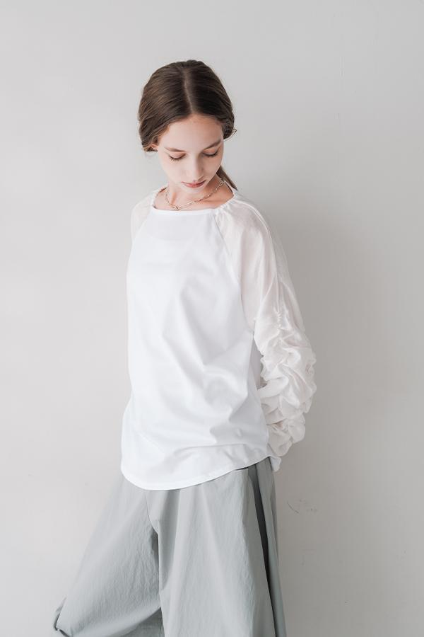 Shirred Sleeve Pullover