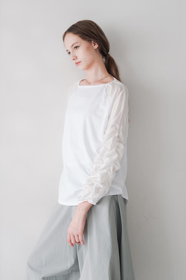 Shirred Sleeve Pullover