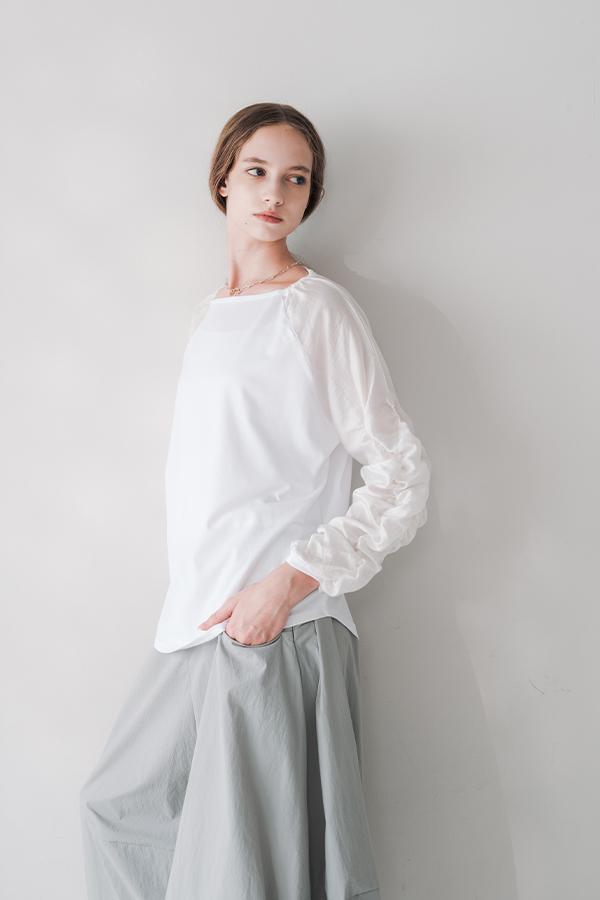 Shirred Sleeve Pullover