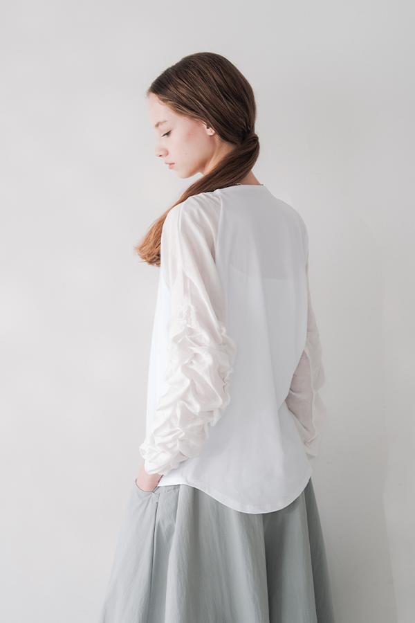 Shirred Sleeve Pullover
