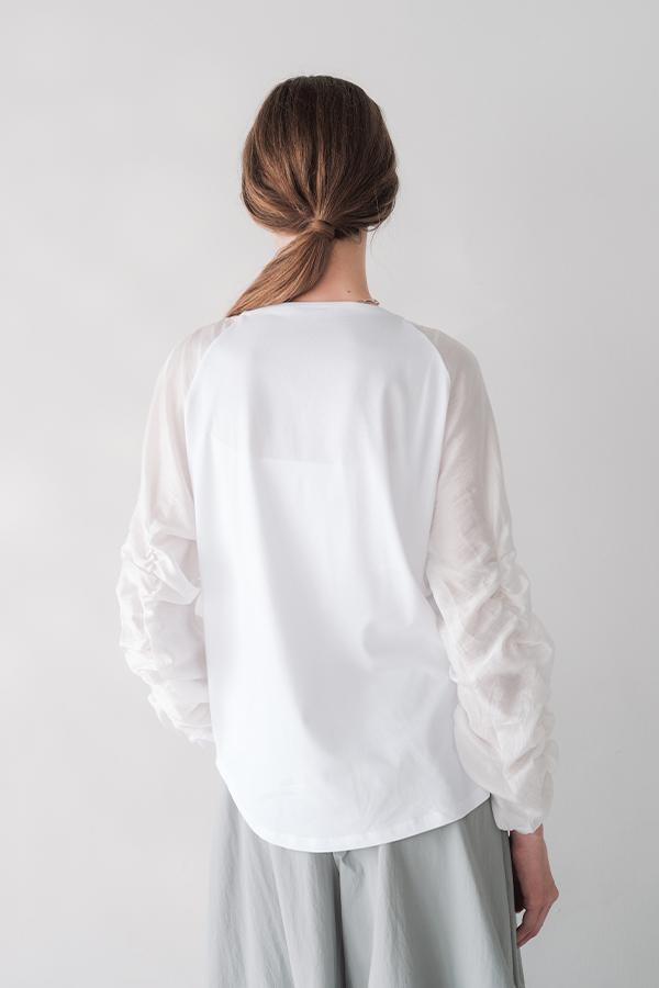 Shirred Sleeve Pullover