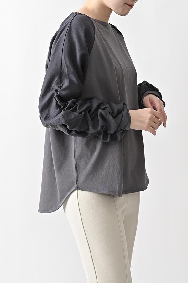 Shirred Sleeve Pullover