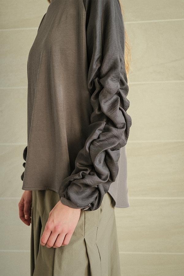 Shirred Sleeve Pullover