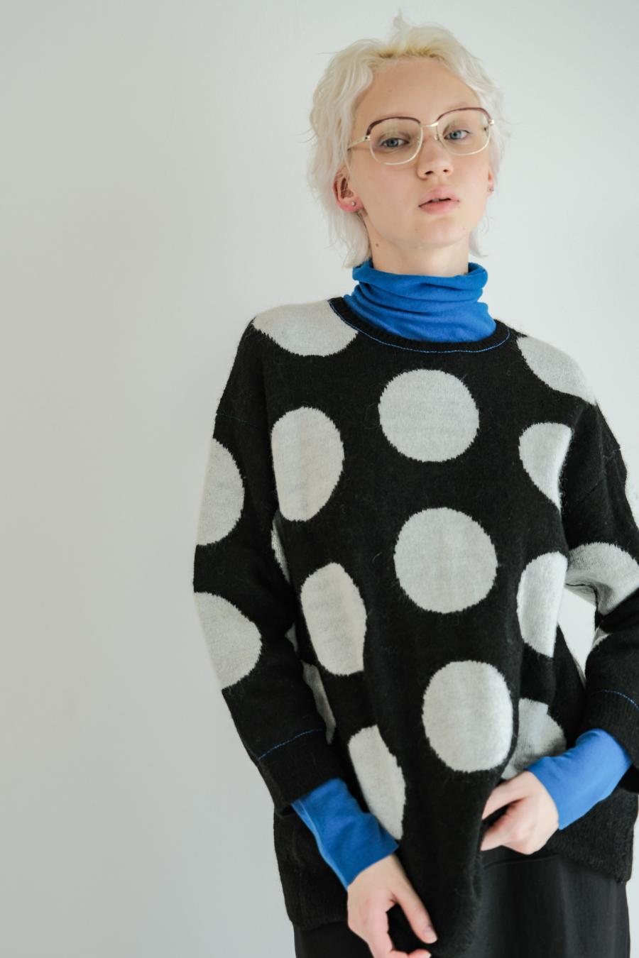 Reversible Mohair Dot Pullover