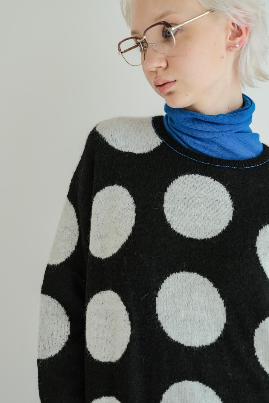 Reversible Mohair Dot Pullover