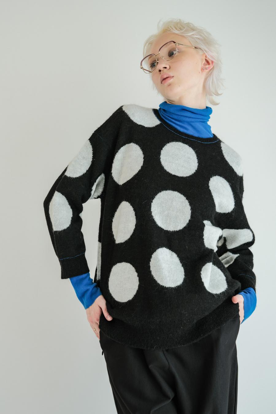 Reversible Mohair Dot Pullover