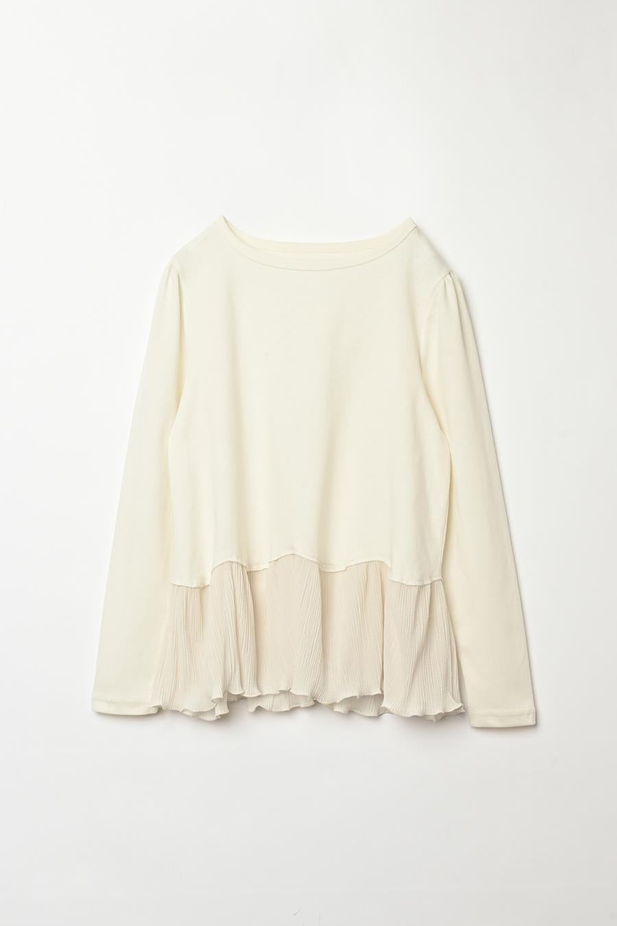 Pleated Mixed-Media Pullover