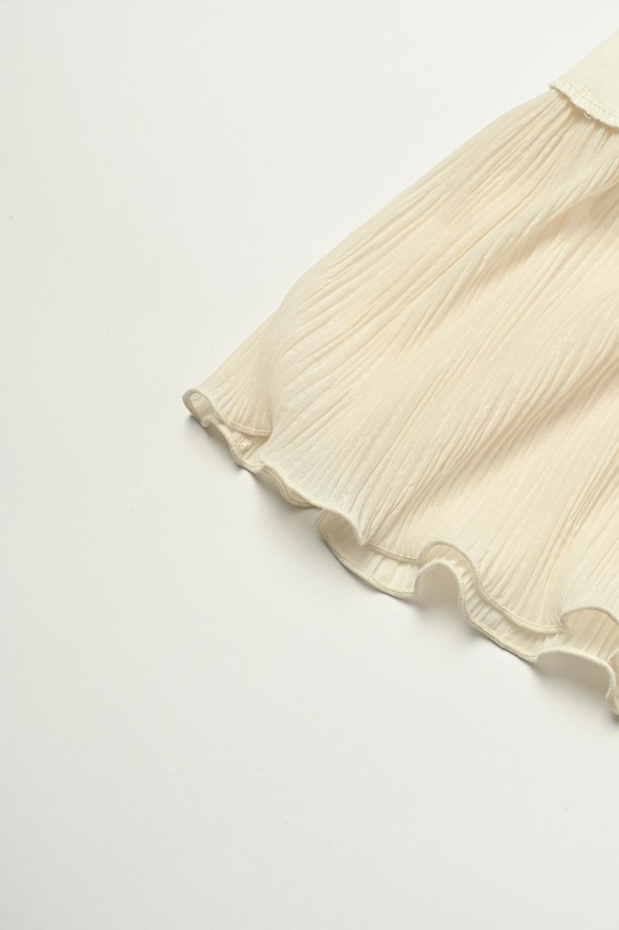 Pleated Mixed-Media Pullover