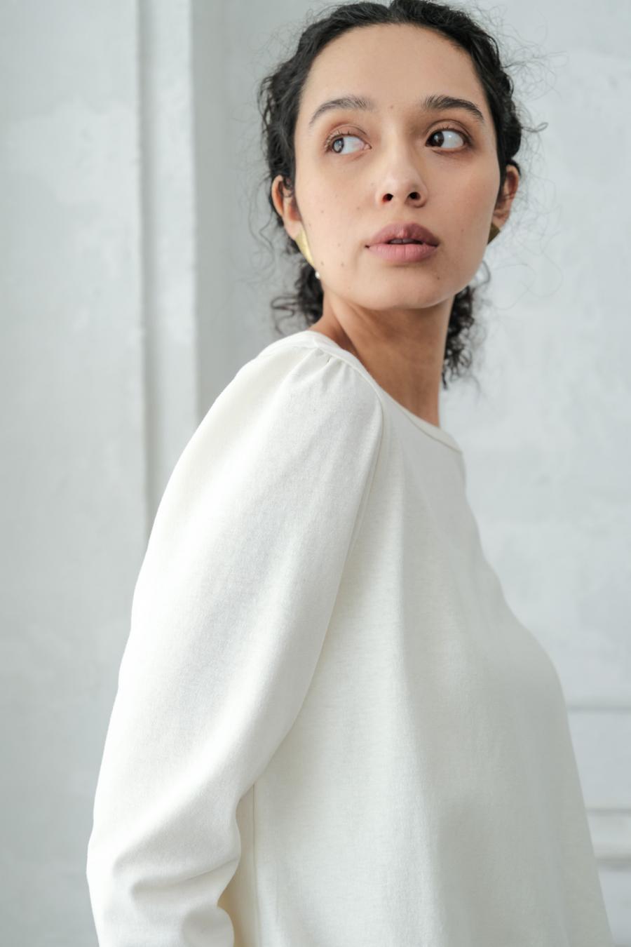 Pleated Mixed-Media Pullover