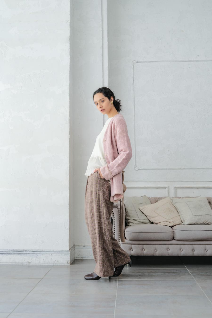 Pleated Mixed-Media Pullover