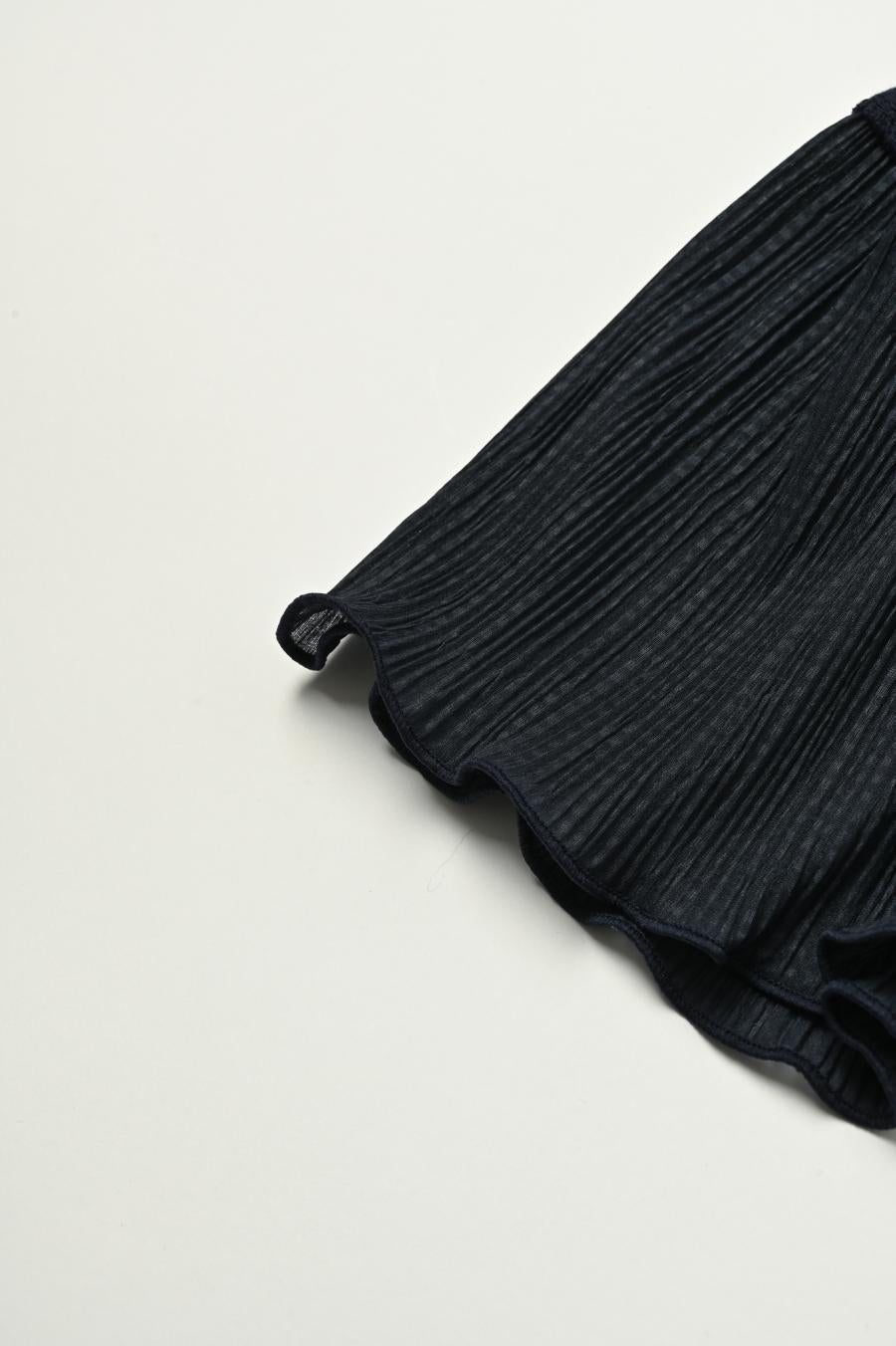 Pleated Mixed-Media Pullover